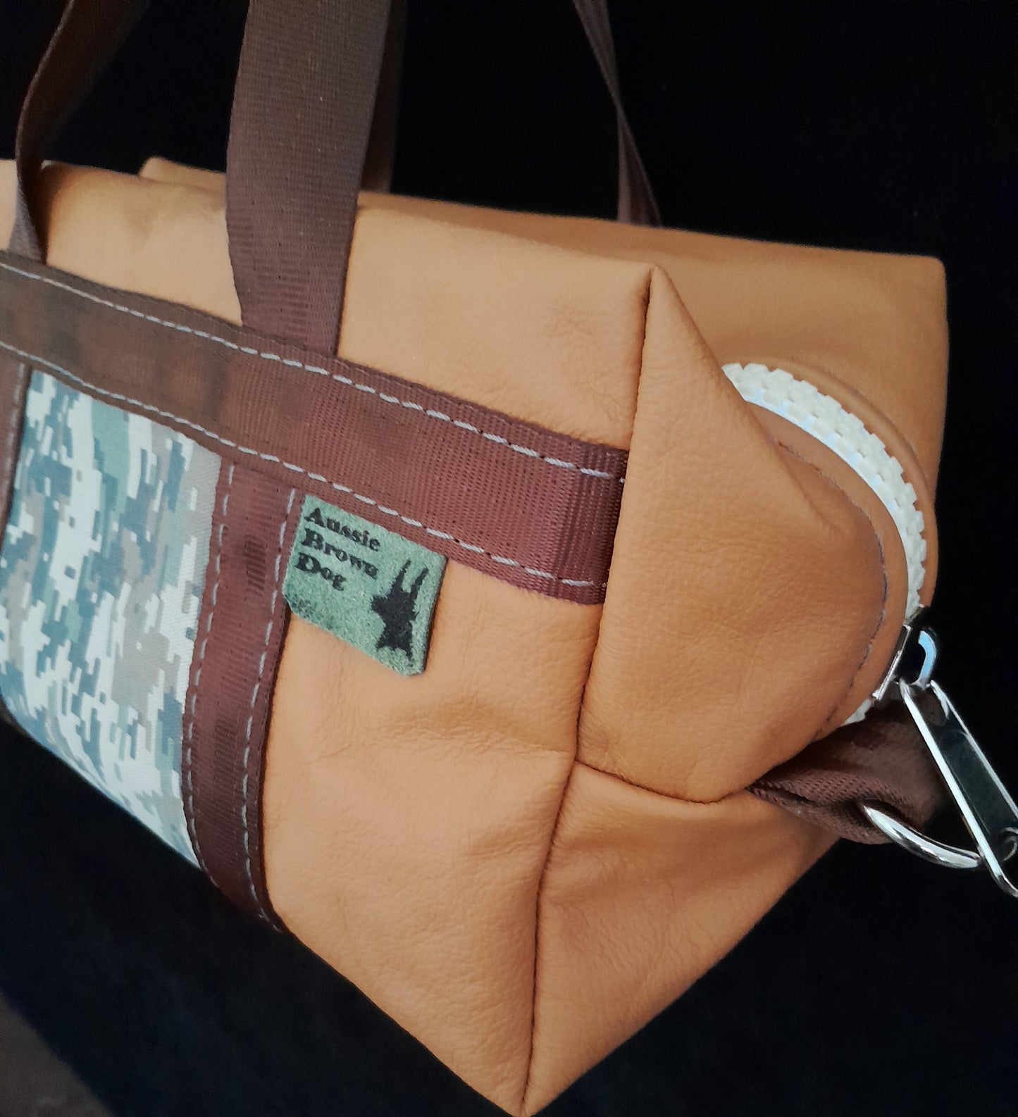 'CAMO ON COW' Small leather bag